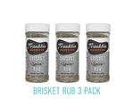 6 oz Brisket Rub 3 pack with grey label and Franklin Barbecue bean logo in black with white and orange lettering