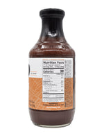 18 oz bottle of Texas craft sauce Franklin Barbecue Espresso BBQ Sauce nutrition label on a white background