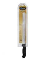 Franklin Barbecue Slicer Knife in clear packaging with logo and tan paper. 