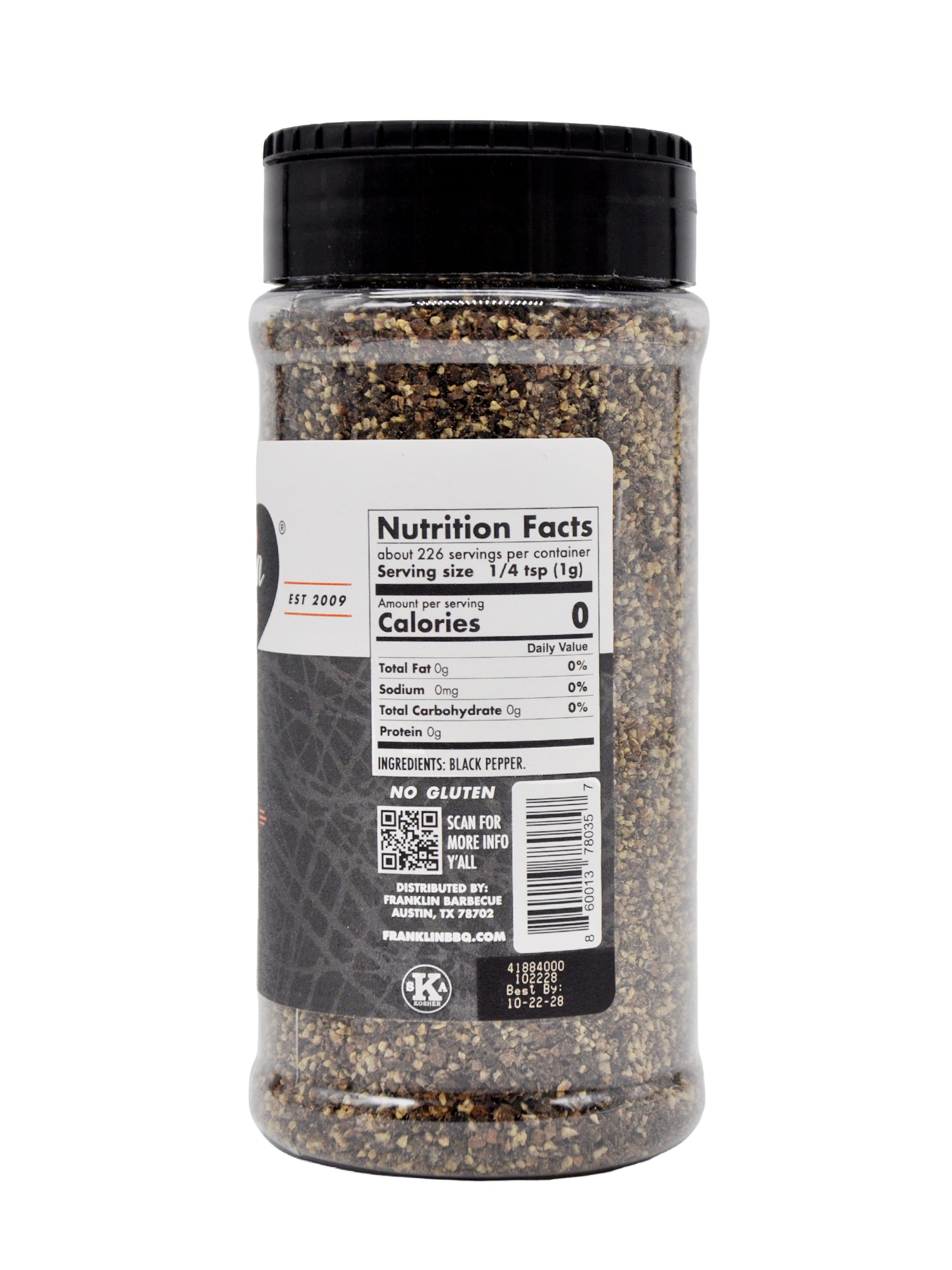 Franklin Black Pepper, 16 Mesh - 8oz bottle