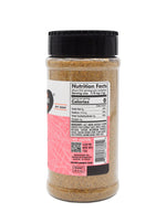 Spice jar with nutrition label on a white background