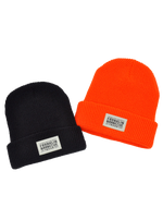 black and orange beanie with Franklin Barbecue Patch. 