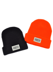 black and orange beanie with Franklin Barbecue Patch. 