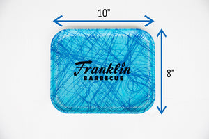 Small Franklin Barbecue tray with dimensions  shown as 8"x10''. 