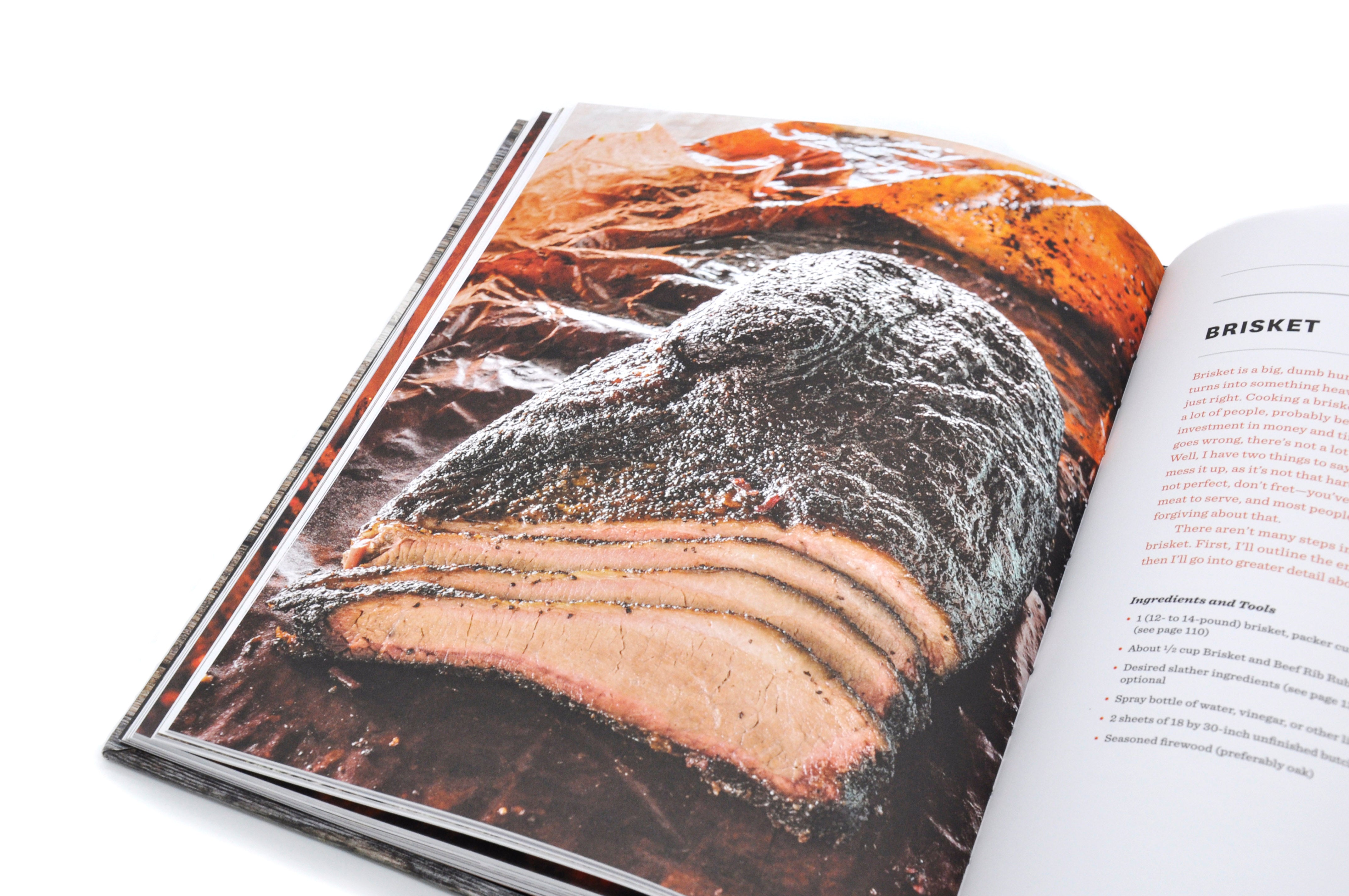 Interior page of Franklin Barbecue: A Meat-Smoking Manifesto showing smoked brisket.