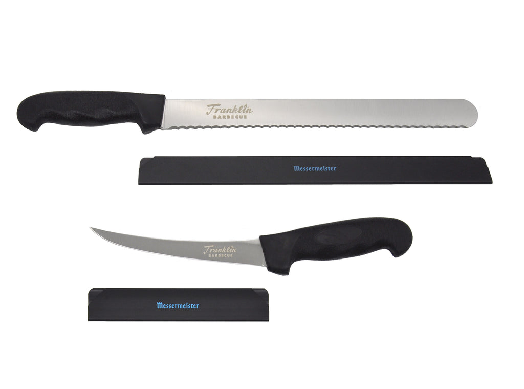 Image showing Franklin Dexter-Russell Scalloped and Boning knife bundle with both black plastic knife cover.