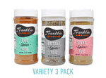 11.5 oz Variety Three Pack of all three spice rubs.