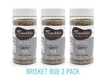 11.5 oz Brisket Rub 3 pack with grey label and Franklin Barbecue bean logo in black with white and orange lettering