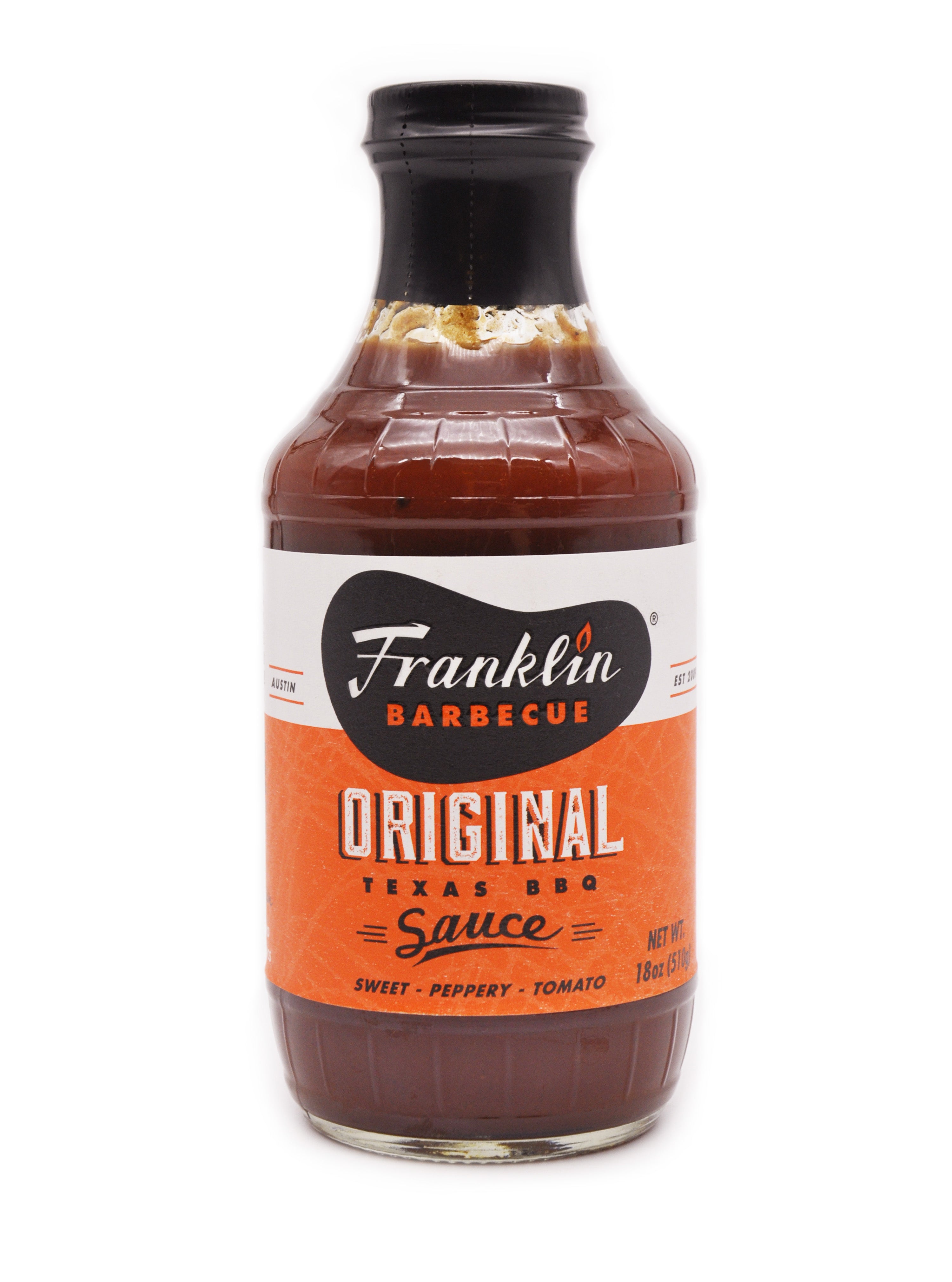 Front label of Franklin Barbecue Original sauce.