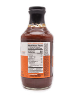 Back label of Franklin Barbecue Original sauce showing nutrition facts and ingredient list.