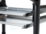 Close up view of two aluminum sheet trays on the PK300AF shelf brackets.
