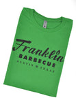 Green shirt with black Franklin Barbecue logo 